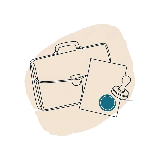 Porte-document et feuille tamponnée
